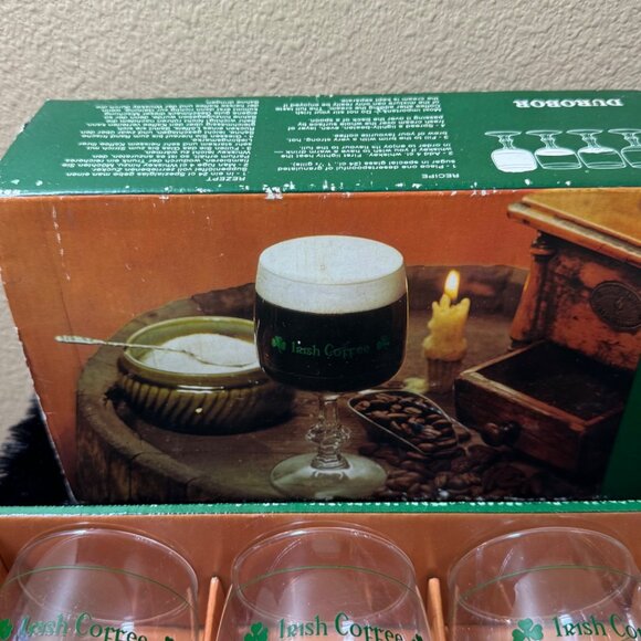 Vintage Durobor Irish Coffee Glasses Set Of 6 Made In Belgium - Picture 5 of 10
